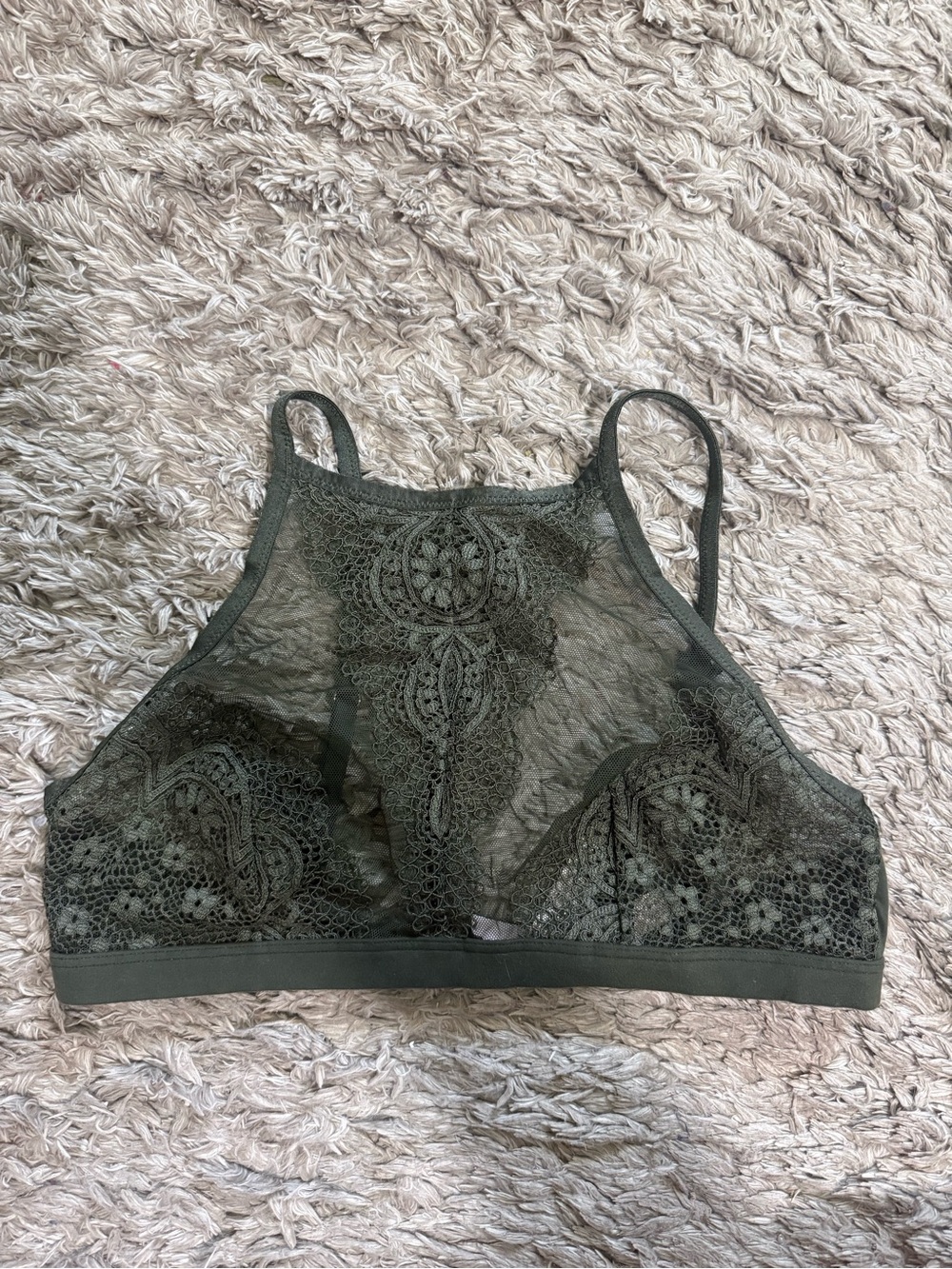 Victoria's Secret Olive Lace High-Neck Bralette